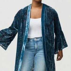 Torrid Teal Velvet Kimono Top